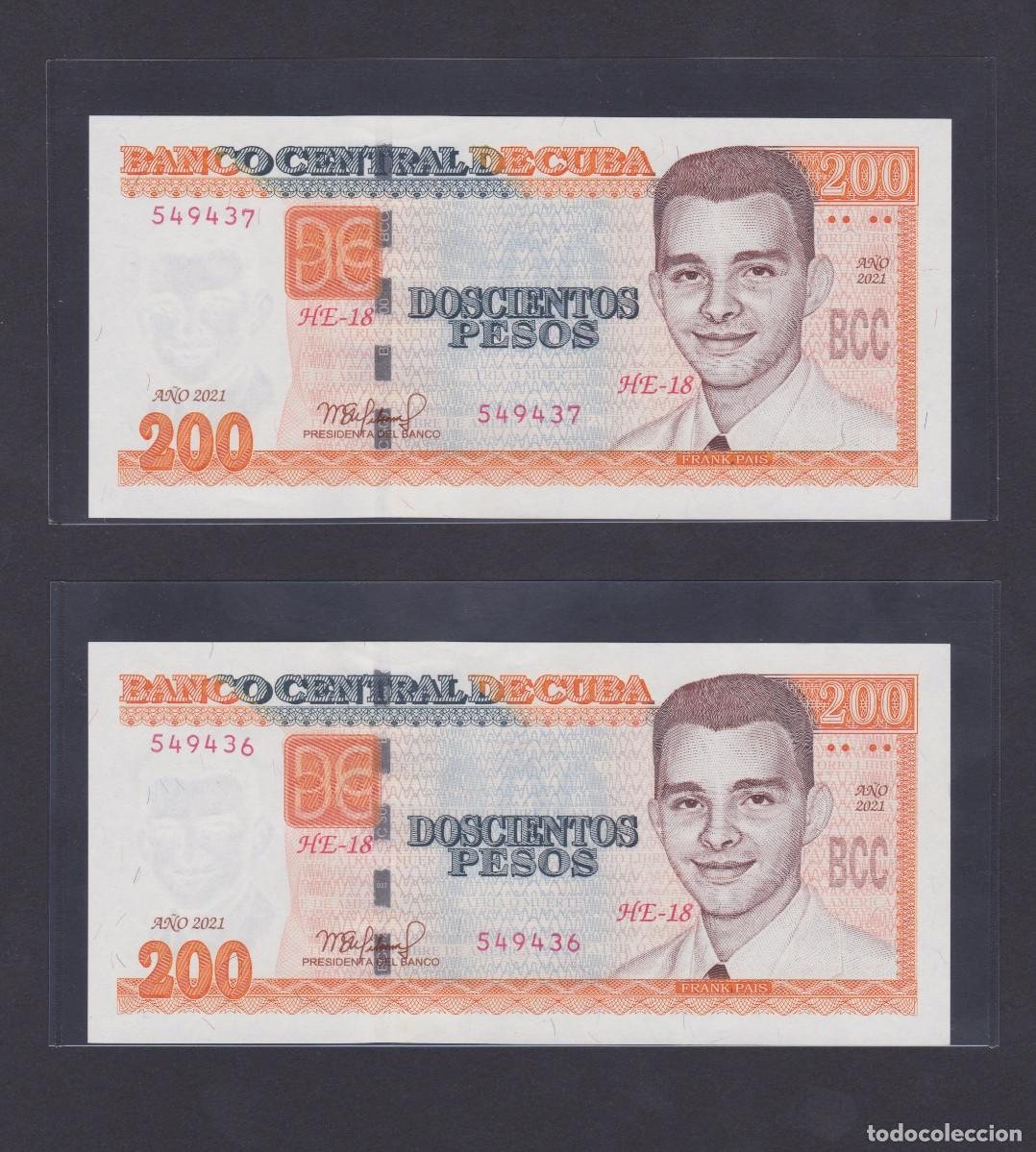 Billetes extranjeros: Cuba 200 Pesos 2021 SC/UNC - Pareja Consecutiva - Foto 1