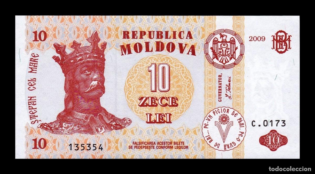 Billetes extranjeros: Moldavia 10 Lei 2009 Pick 10f Sc Unc - Foto 1