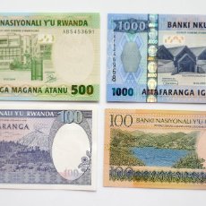 Billetes extranjeros: LOTE 4 BILLETES DE RUANDA DE 100, 100, 500 Y 1000 FRANCOS