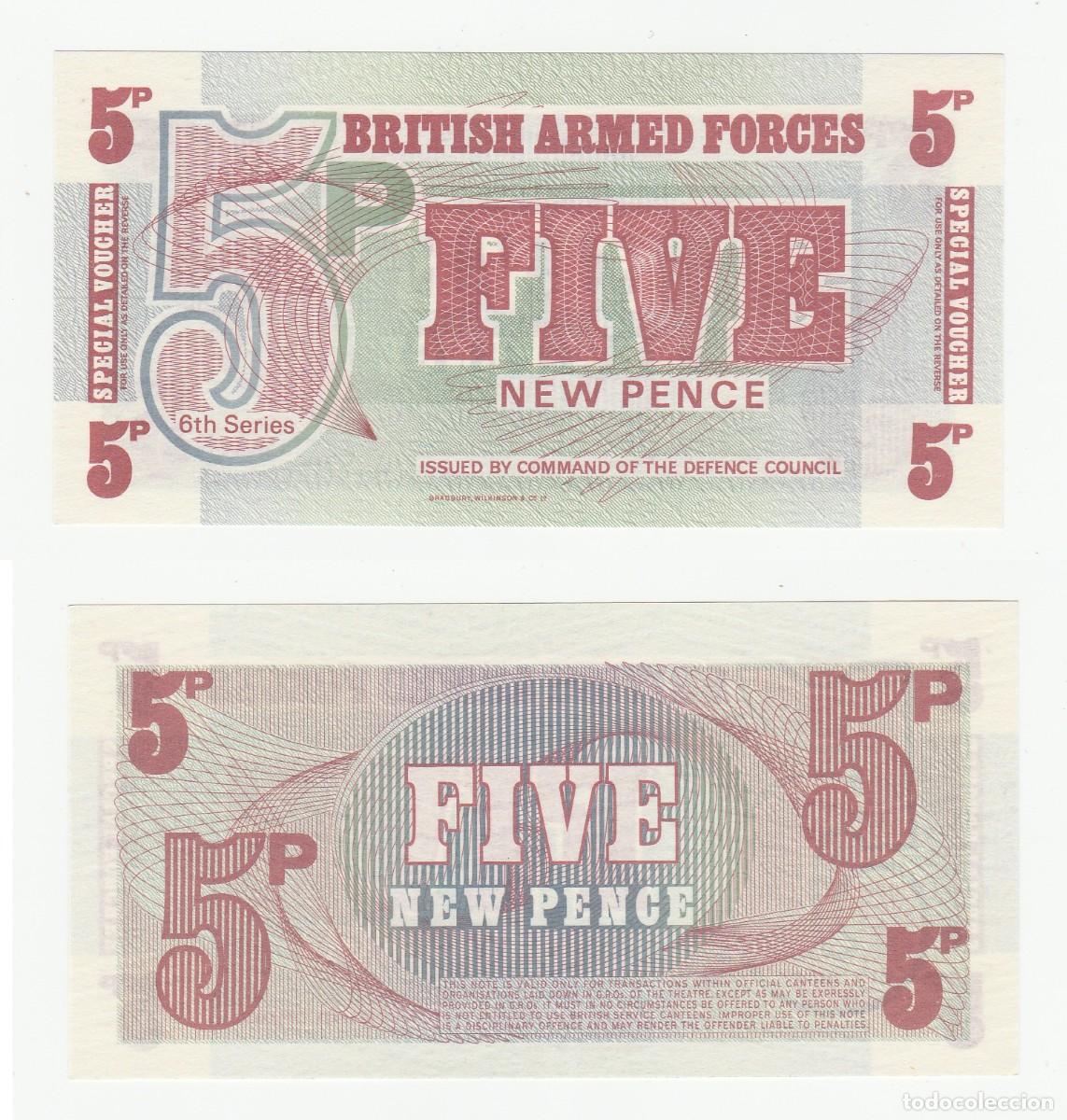 Billetes extranjeros: FUERZAS ARMADAS BRIT&Aacute;NICAS 5 PENIQUES SIN CIRCULAR (ver escaneo)