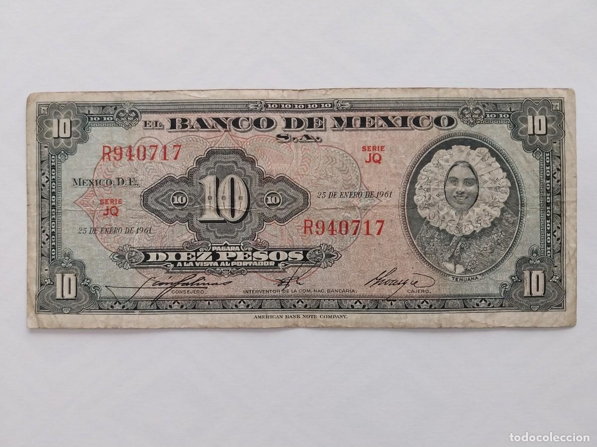 Billetes extranjeros: M&Eacute;XICO 10 PESOS 1961 - Foto 3