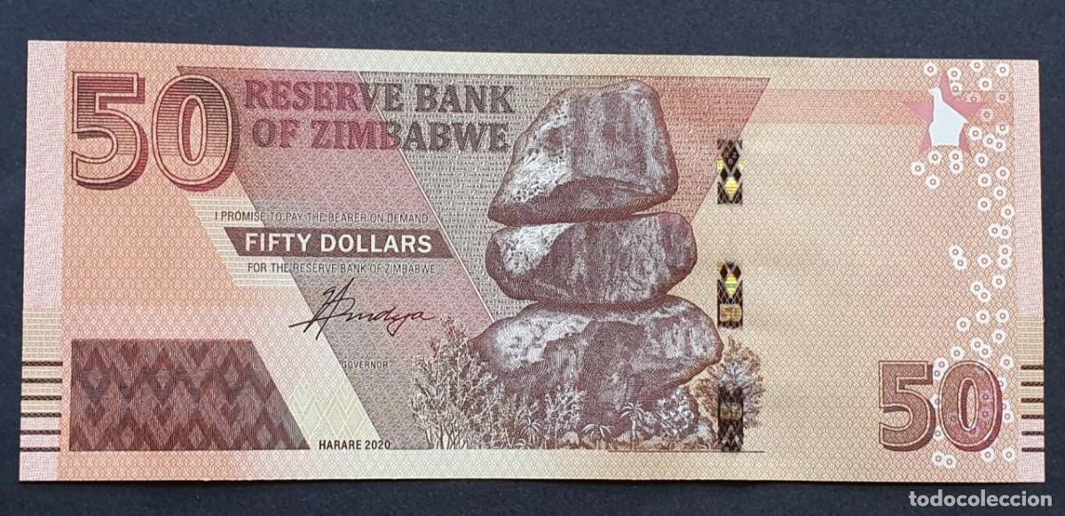 Notas Internacionais: Billete de banco de ZIMBAWE - 50 Dollars, 2020 Sin cursar