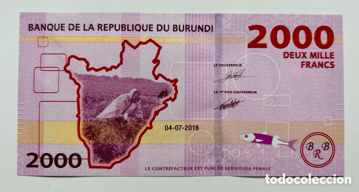 Billetes extranjeros: Billete BURUNDI 2000 Francos 2018 SC - Foto 1