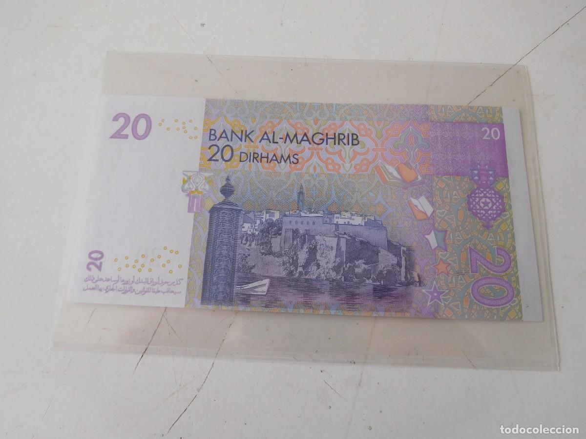 Billetes extranjeros: Marruecos. 20 Dirhams 2005 - Foto 2