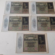 Billetes extranjeros: LOTE DE 5 BILLETES ALEMANIA. 500 MARCOS 1922
