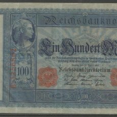 Billetes extranjeros: ALEMANIA - 100 MARCOS 1910 - REICHSBANKNOTE - SIMILAR DE LAS FOTOS - E B C