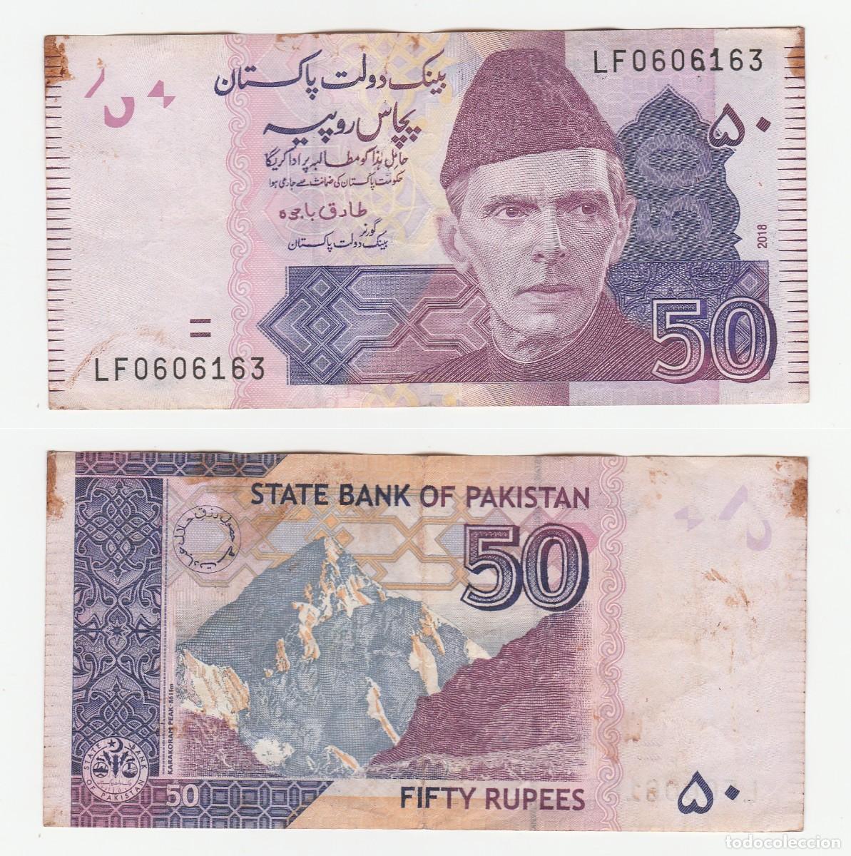 Billetes extranjeros: PAKISTAN 50 RUPIAS 2018 n/s LF0606163 CIRCULADO (ver escaneo)