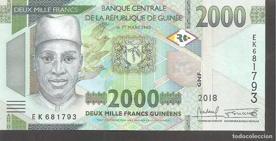 Billetes extranjeros: GUINEA 2000 FRANCOS 2018 SC/UNC - Foto 1