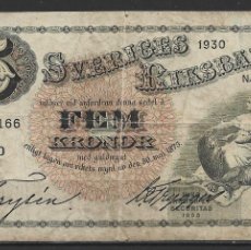 Billetes extranjeros: BILLETES DE SUECIA 1930 - VALOR - 5 KRONOR