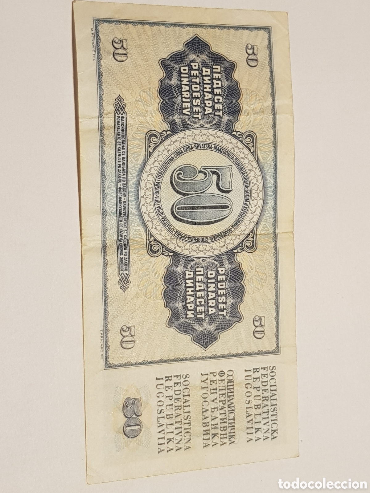 Billetes extranjeros: 50 Dinara 1968 Yugoslavia - Foto 2