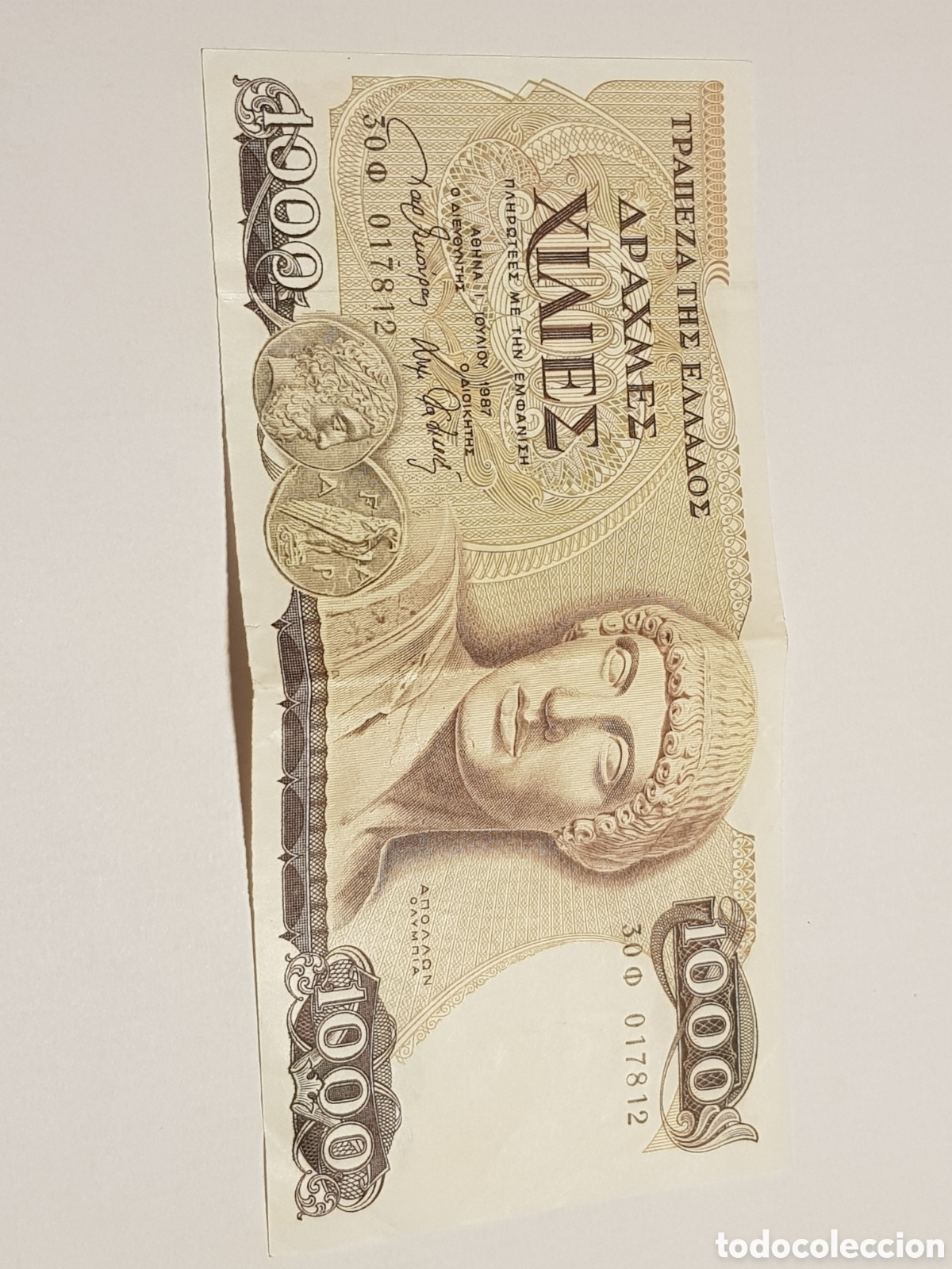 Billetes extranjeros: 1000 Dracmas Grecia 1987 - Foto 1