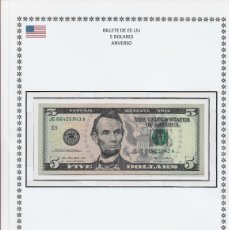 Billetes extranjeros: BILLETE DE ESTADOS UNIDOS 2009 - VALOR 5 DOLARES ( LINCOLN )