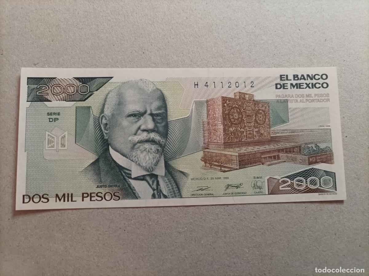 Billetes extranjeros: Billete de M&eacute;xico de 2000 pesos, a&ntilde;o 1989, UNC - Foto 2