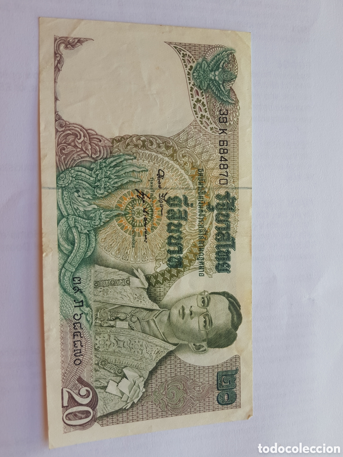 Billetes extranjeros: 20 Bahts Tailandia 1969 1978 - Foto 1