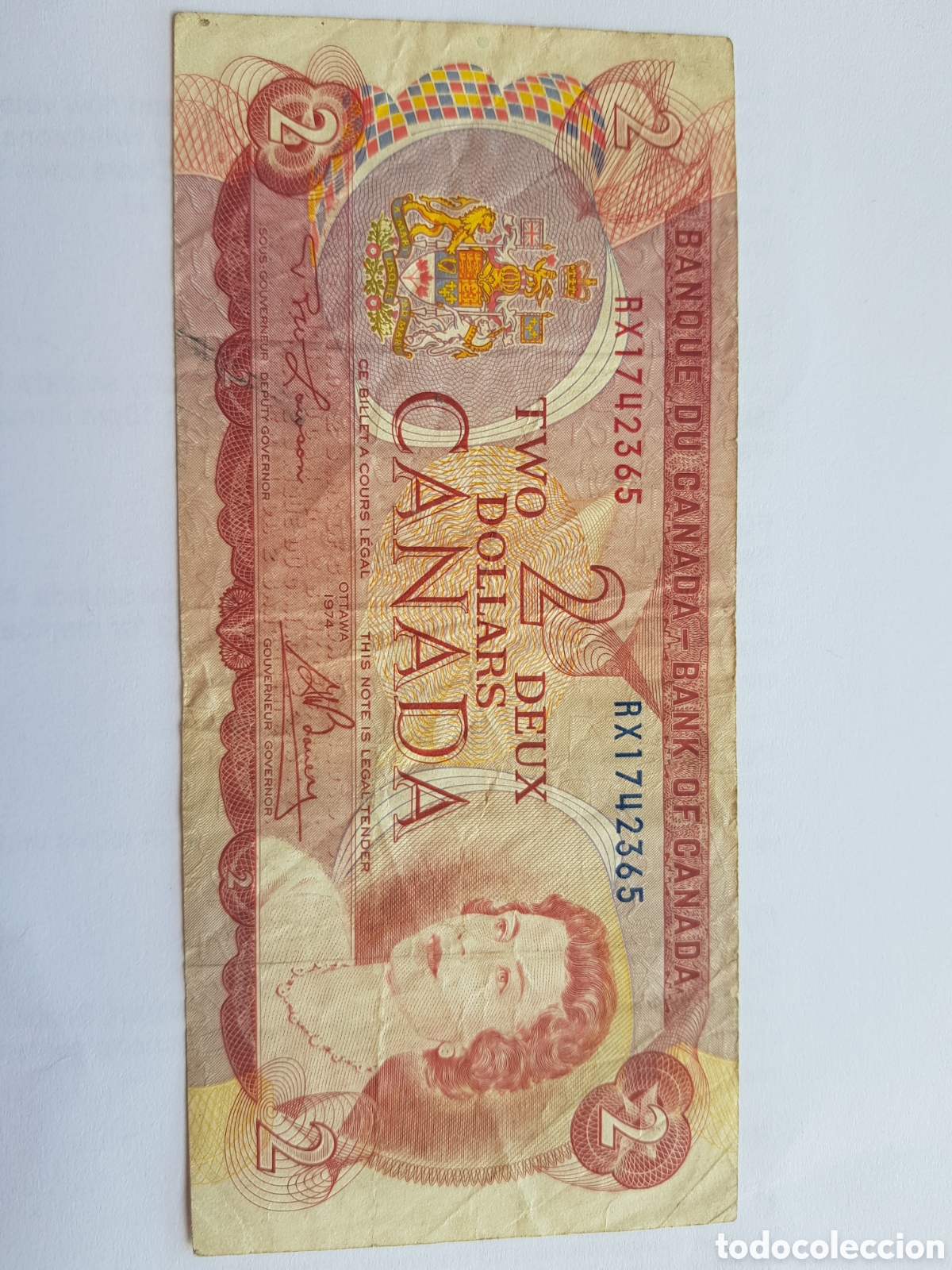 Billetes extranjeros: 2 D&oacute;lares 1974 Canad&aacute; Dollar Dollars - Foto 1