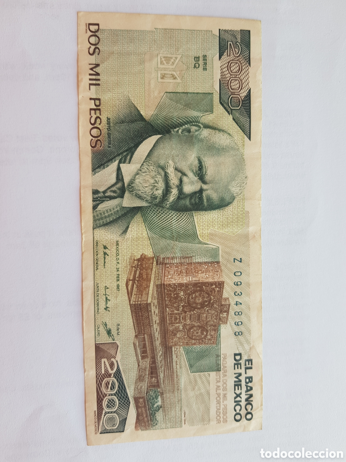 Billetes extranjeros: 2000 Pesos M&eacute;xico M&eacute;jico 1987 - Foto 1