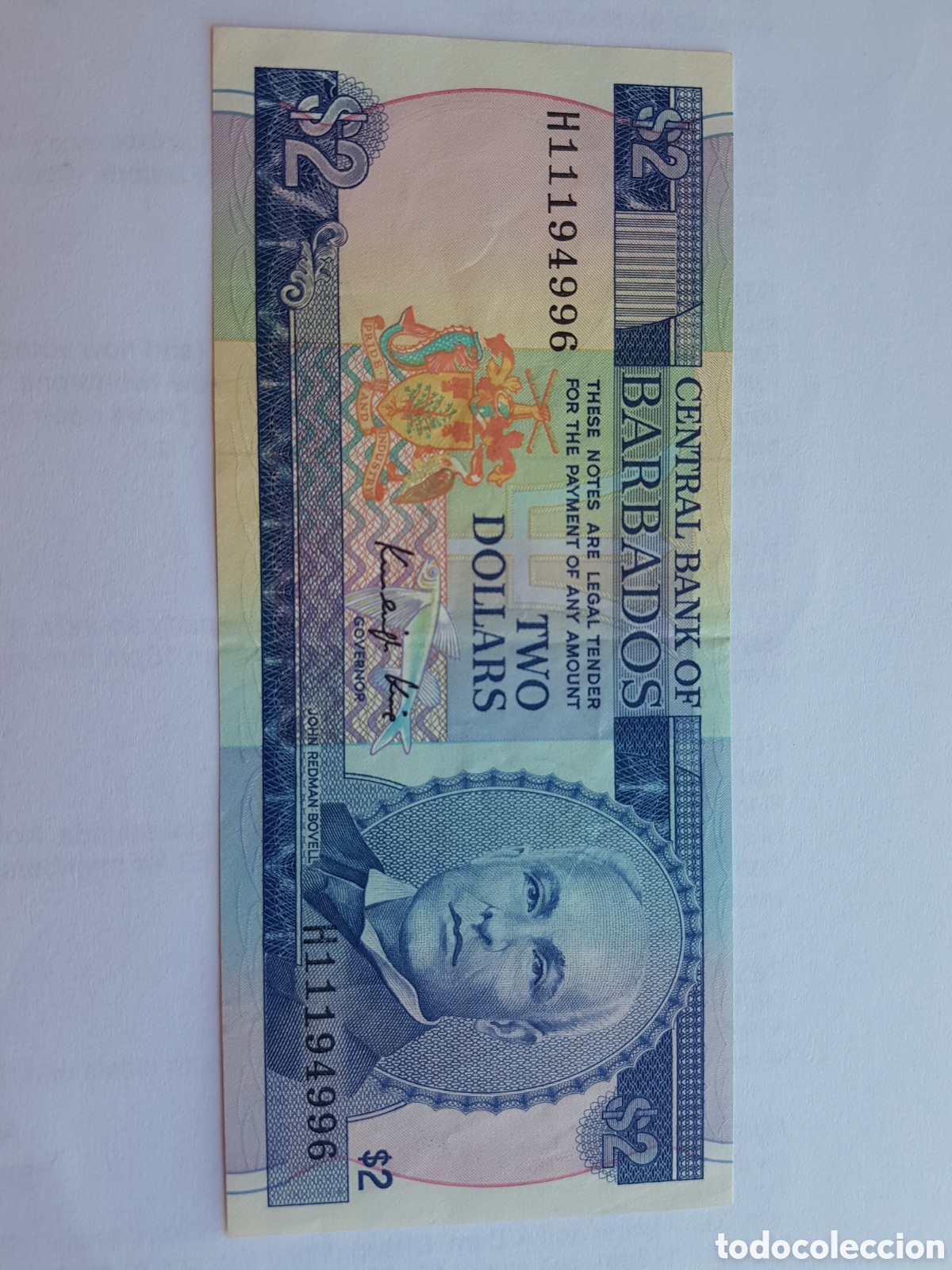 Billetes extranjeros: 2 Dollars Barbados Two Dolares - Foto 1