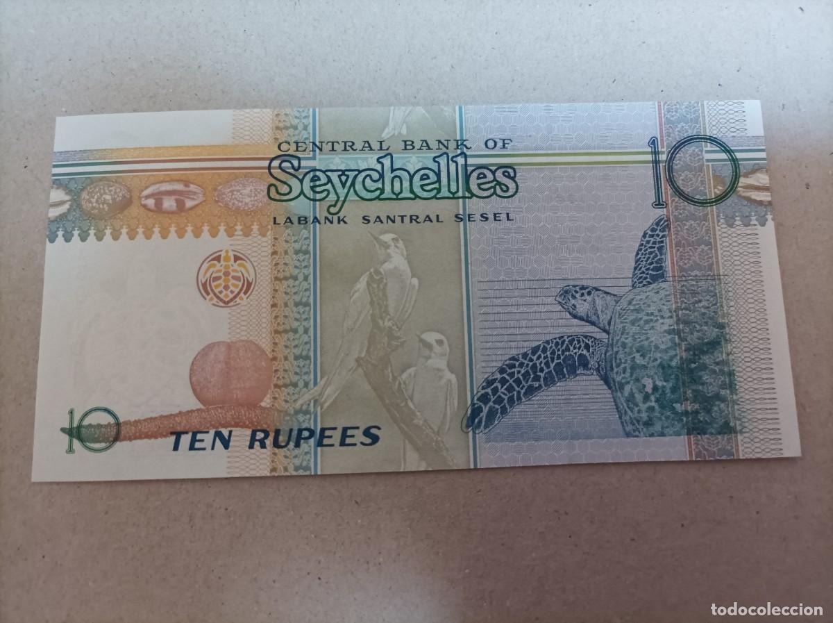 Billetes extranjeros: Billete de Seychelles de 10 rupees, a&ntilde;o 1998, UNC - Foto 1