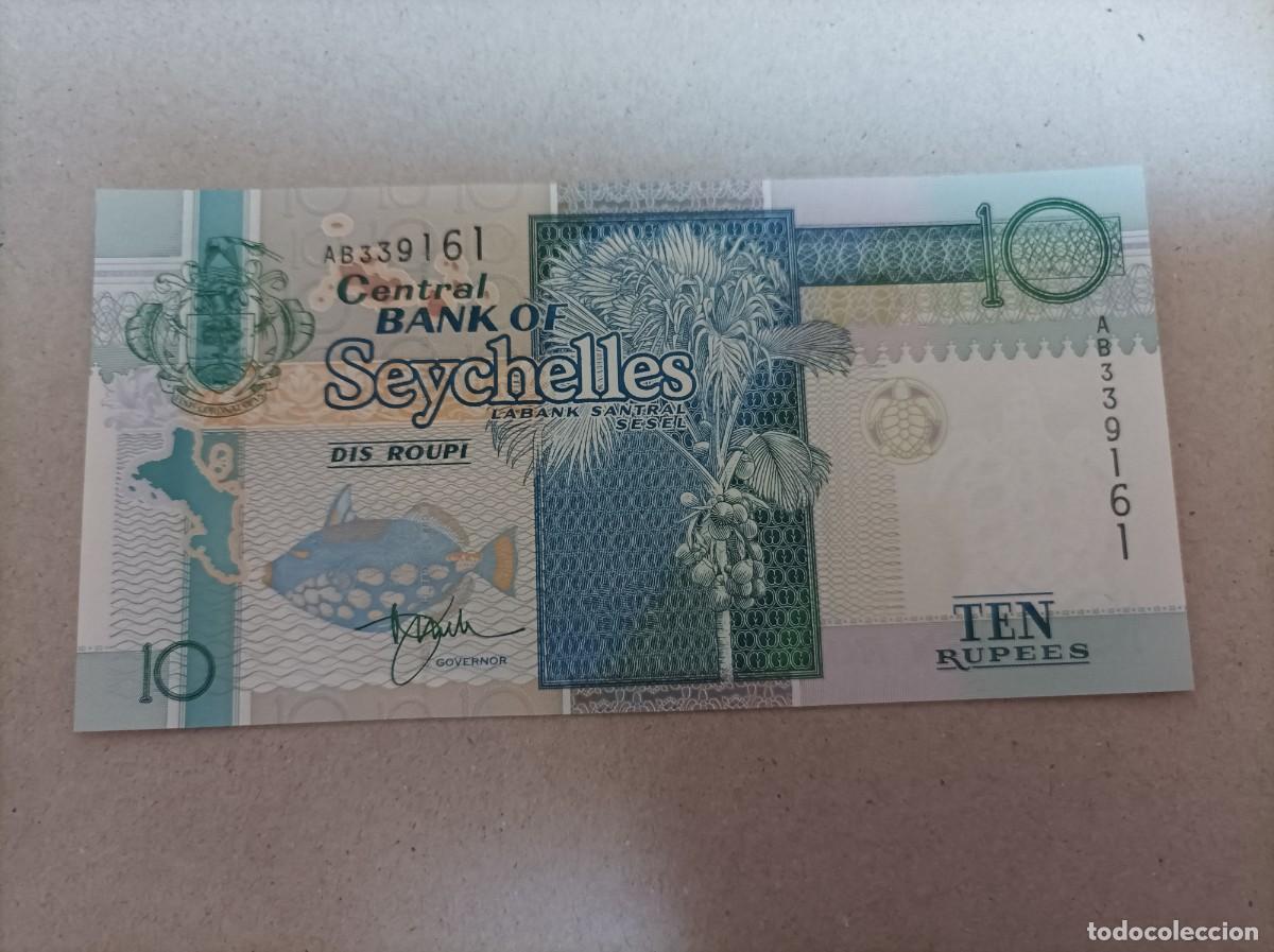 Billetes extranjeros: Billete de Seychelles de 10 rupees, a&ntilde;o 1998, UNC - Foto 2