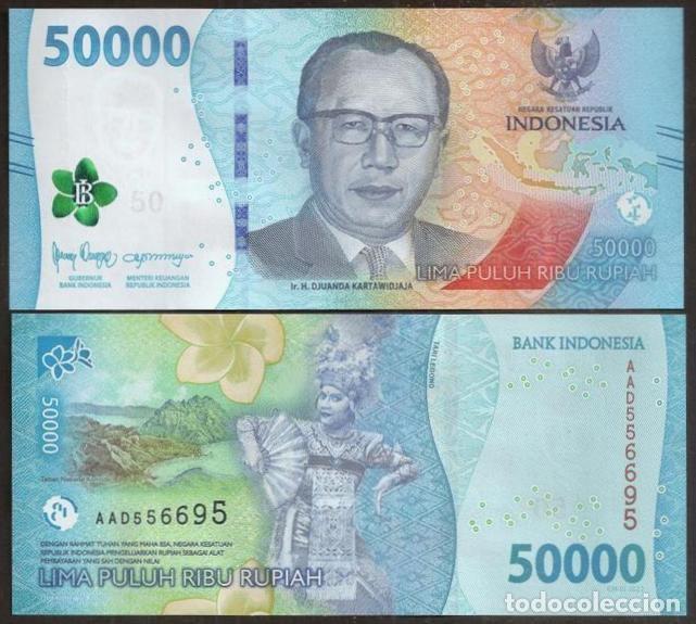Billetes extranjeros: INDONESIA. 50000 rupiah (rupees) 2022. S/C