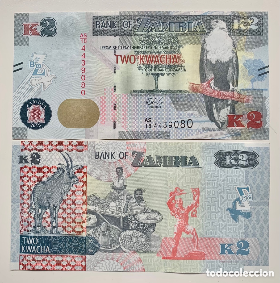 Billetes extranjeros: Billete ZAMBIA 2 Kwacha 2018 SC