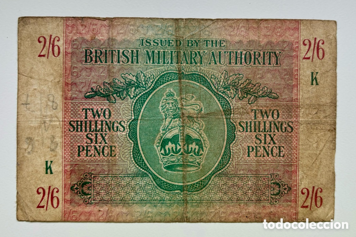 Notas Internacionais: Billete AUTORIDAD MILITAR BRITANICA 2/6 Pence . British Military Authority