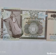 Billetes extranjeros: CINCUENTA FRANCOS REPÚBLICA DE BURUNDI SC