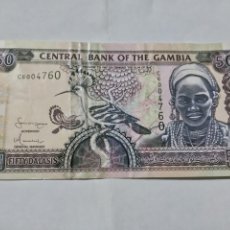 Billetes extranjeros: BANCO CENTRAL GAMBIA CINCUENTA DALASIS