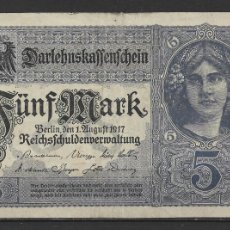Billetes extranjeros: BILLETE DE ALEMANIA 1917 - VALOR 5 MARK