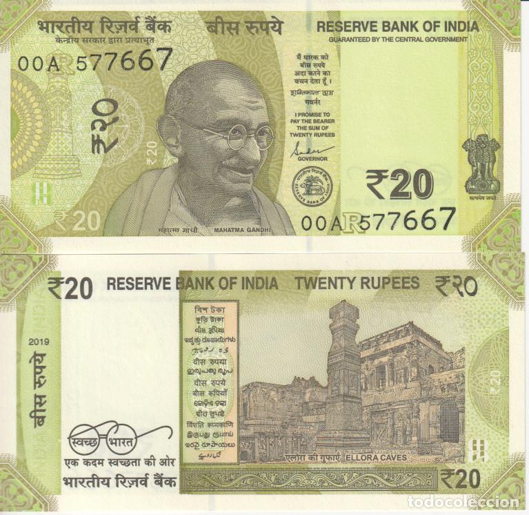 Billetes extranjeros: India 20 Rupees del 2019 Pick W 110 SC/UNC - Foto 1