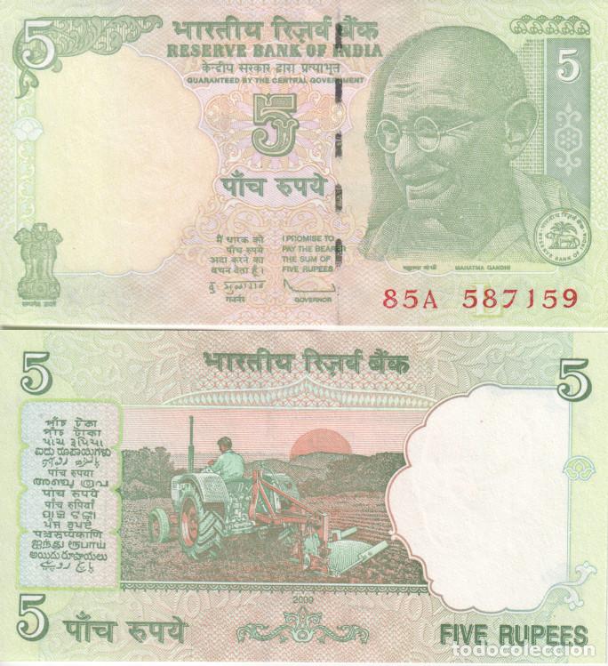 Billetes extranjeros: India 5 Rupees Pick 94 A SC/UNC - Foto 1