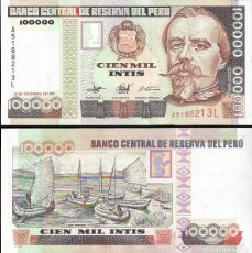 Billetes extranjeros: PERU - 100.000 INTIS 1989 - 21. DE DICIEMBRE DE 1989 - SIN CIRCULAR - UNCIRCULATED -