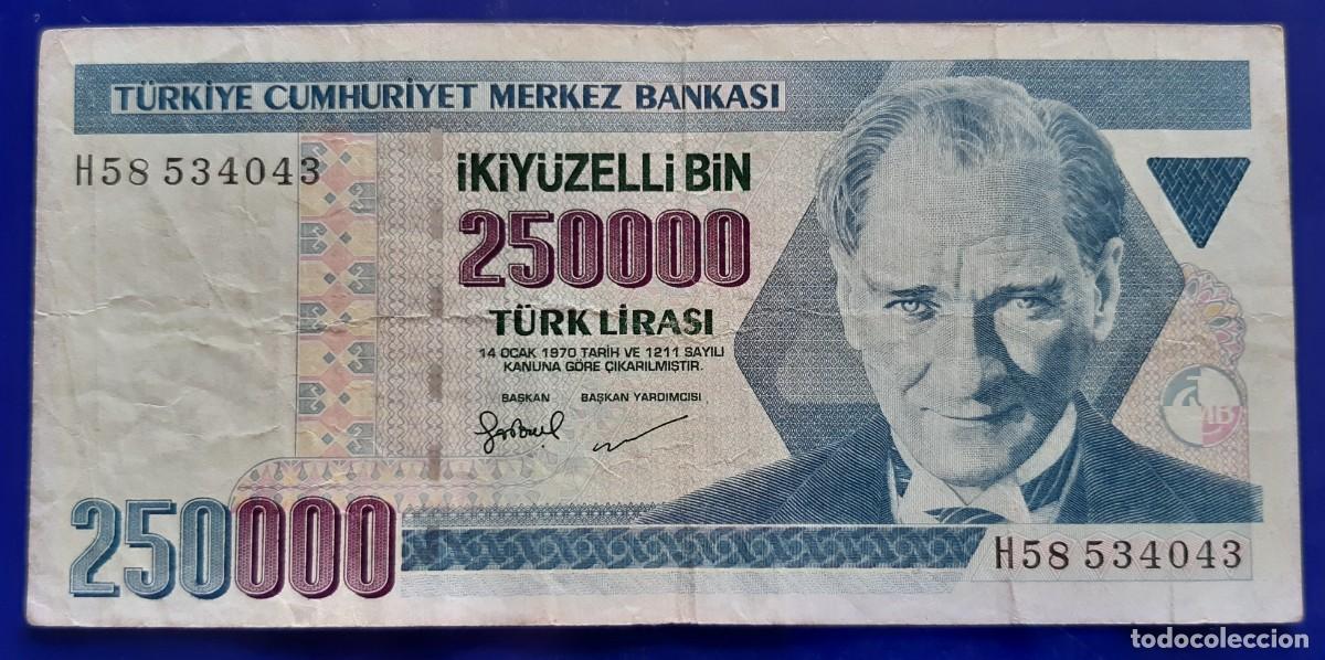 Billetes extranjeros: TURQUIA TURKIA BILLETE DE 250000 LIRAS DE 1998 P-211