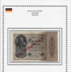 Billetes extranjeros: BILLETE DE ALEMANIA 1922 - VALOR 1.000 MILL - MARCOS