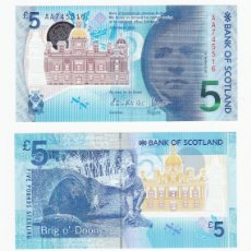 Billetes extranjeros: ESCOCIA 5 LIBRAS 2016 BANK OF SCOTLAND N/S AA745516 POLIMERO SIN CIRCULAR (EL DE LA FOTO)