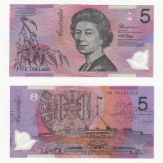 Billetes extranjeros: AUSTRALIA 5 DÓLARES 2006 N/S BB06233230 POLIMERO CIRCULADO (EL DE LA FOTO)
