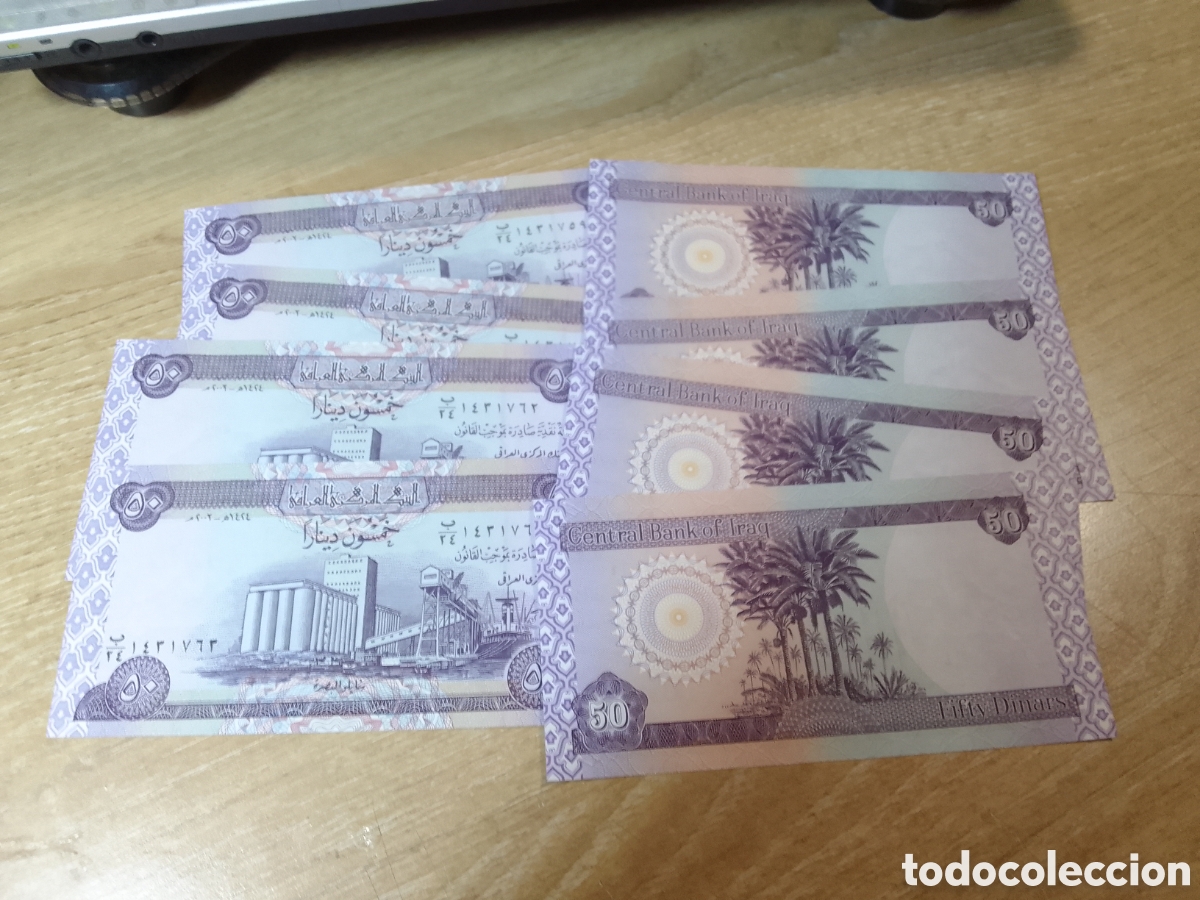 Billetes extranjeros: 8 BILLETES IRAK 50 DINARS EN PLANCHA - Foto 1