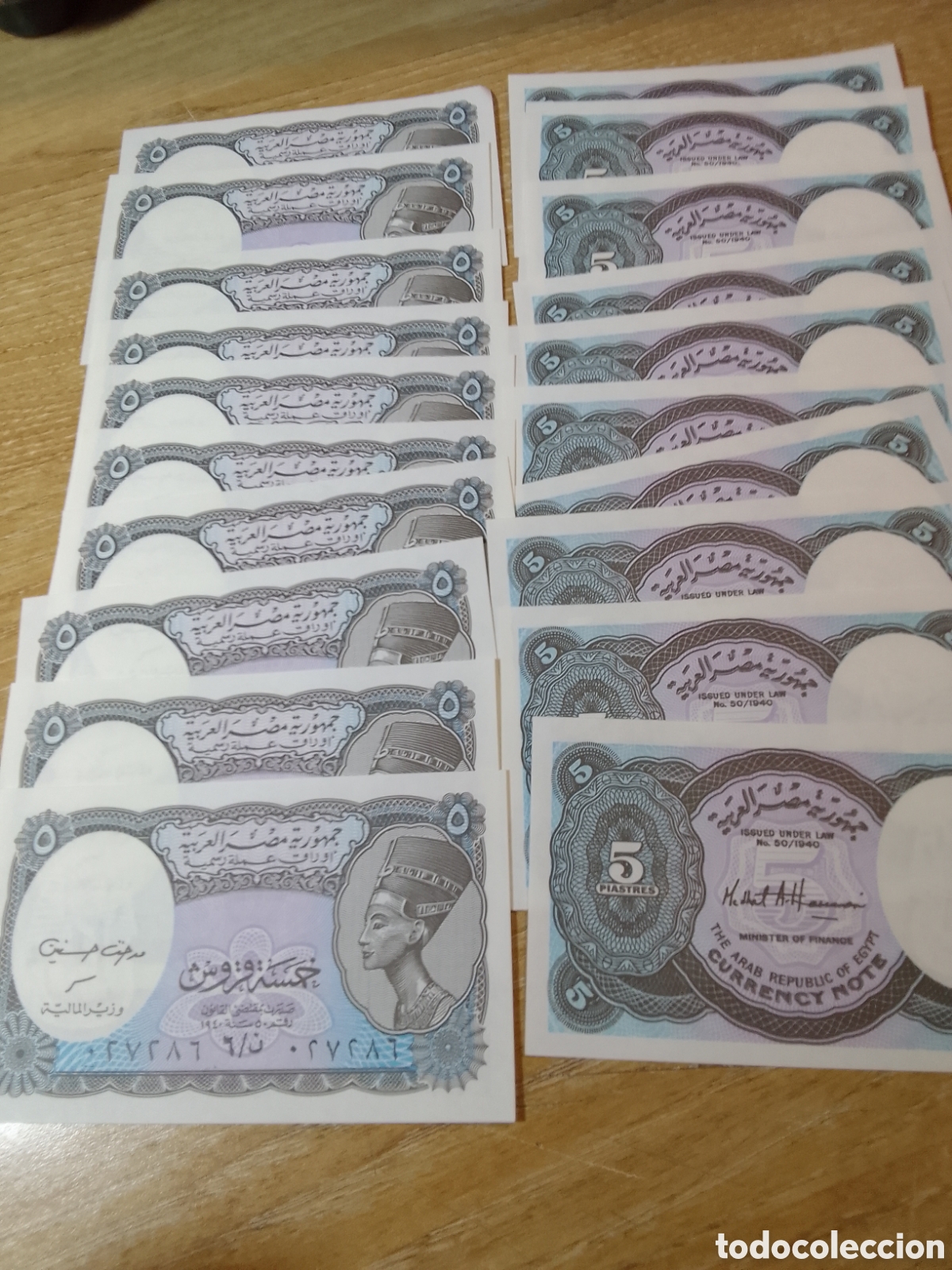 Billetes extranjeros: 20 BILLETES EGIPTO EN PLANCHA 5 PIASTRES - Foto 1