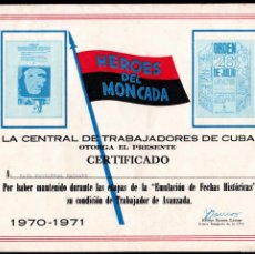 Billetes extranjeros: CUBA - HEROES DEL MONCADA - EMULACION DE FECHAS HISTORICAS - TRABAJADOR DE AVANZADA