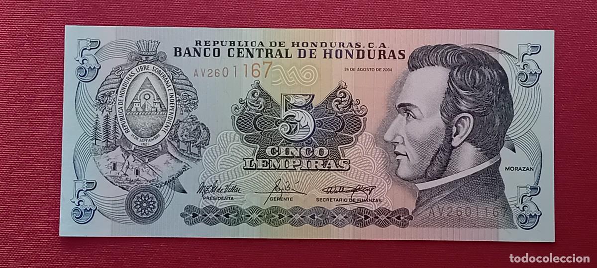 Billetes extranjeros: 5 LEMPIRAS, HONDURAS. 2004. (PICK85d). - Foto 1