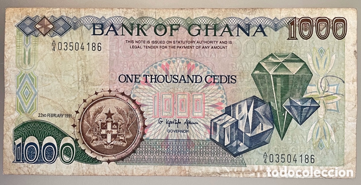 Billetes extranjeros: Ghana. 1000 Cedis 1991 - Foto 2
