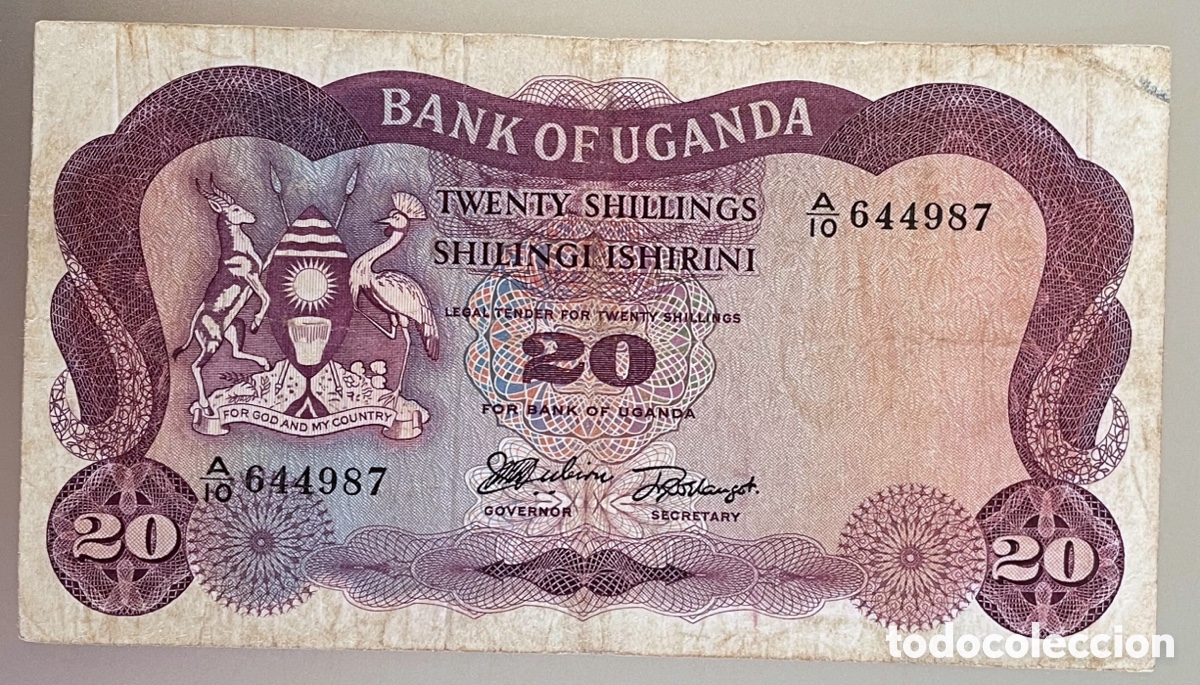 Billetes extranjeros: Uganda. 20 Shillings 1966 - Foto 2