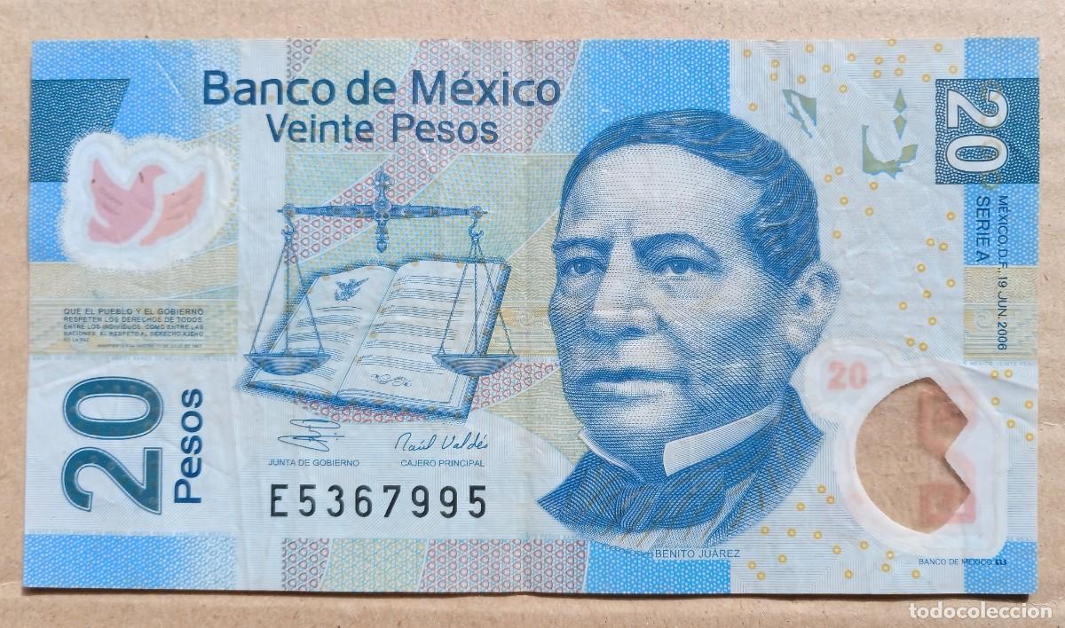 Billetes extranjeros: MEXICO - 20 PESOS 2006 SERIE A E5367995 MBC- - Foto 1