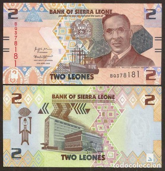 Billetes extranjeros: SIERRA LEONE. 2 leones 2022. S/C. - Foto 1