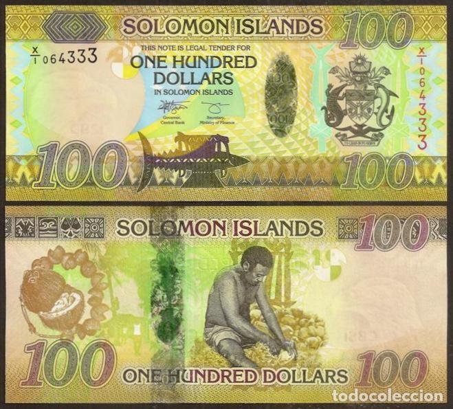 Billetes extranjeros: Islas Salomon (Solomon). 100 $ S/F (2015). Hibrido. Ver firmas. S/C.