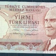Billetes extranjeros: TURQUÍA - 20 LIRAS 1974 - SIN CIRCULAR - MIRE MIS OTROS LOTES Y AHORRE GASTOS DE ENVÍO