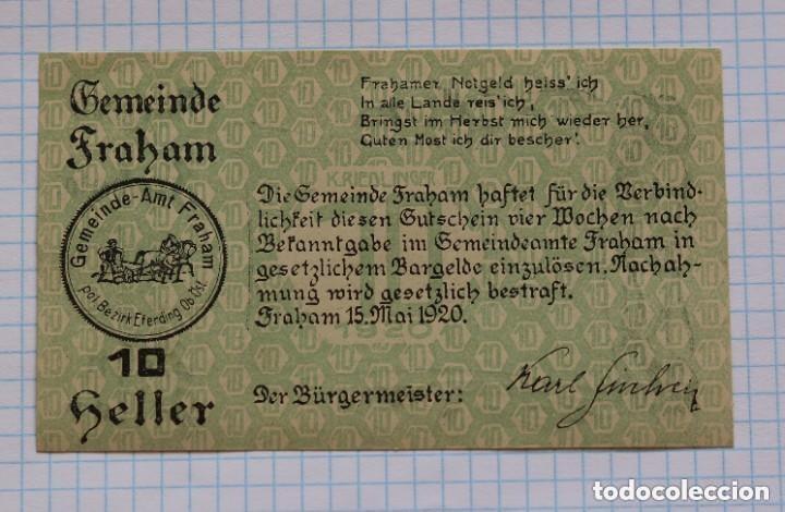 Billetes extranjeros: NOTGELD. AUSTRIA. 10 HELLER 1920 FRAHAM - Foto 1