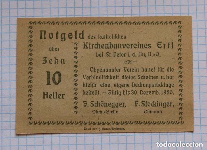 Billetes extranjeros: NOTGELD. AUSTRIA. 10 HELLER 1920 ERTL - Foto 1