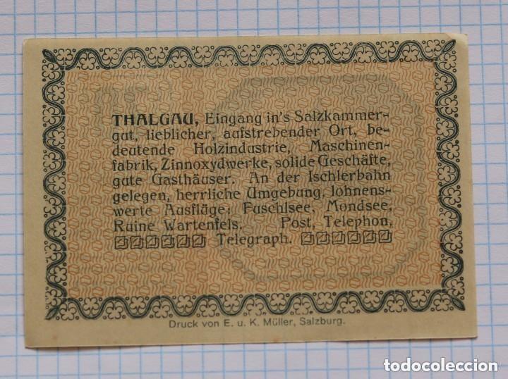 Billetes extranjeros: NOTGELD. AUSTRIA. 20 HELLER 1920 THALGAU - Foto 2