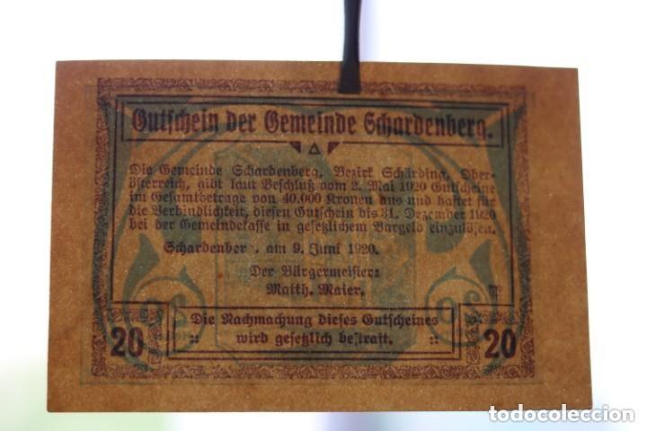 Billetes extranjeros: NOTGELD. AUSTRIA. 20 HELLER 1920 SCHARDENBERG - Foto 3